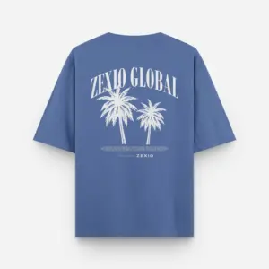 Mockup camiseta zexio global palms azul