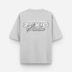 Mockup de espaldas camiseta zexio studio blanca