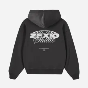 Mockup de espaldas sudadera zexio club negra