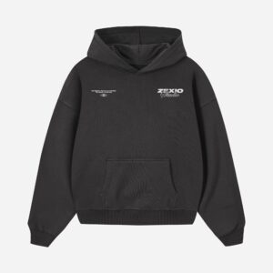 Mockup de frente sudadera zexio club negra